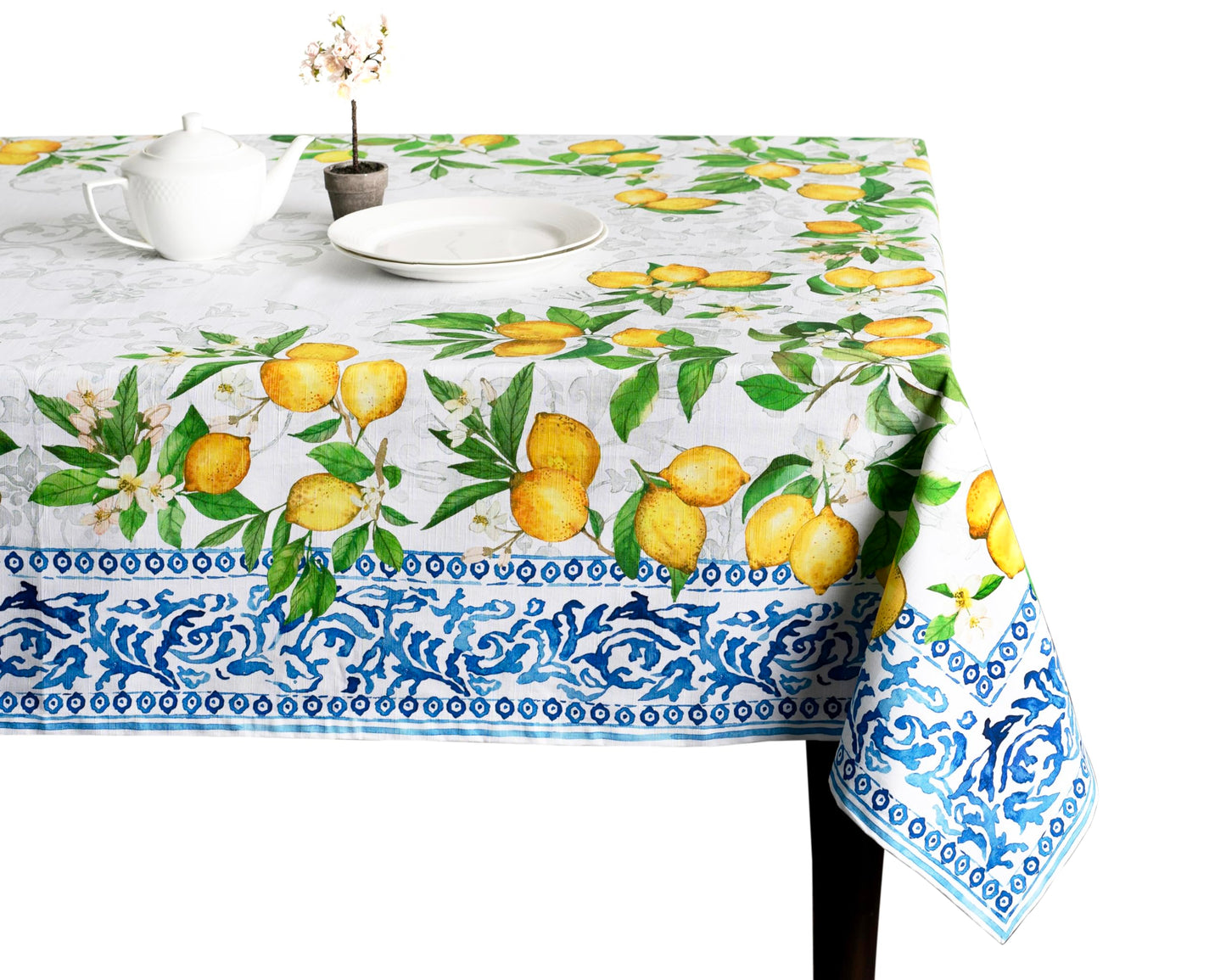 Maison d' Hermine Table Cloth Rectangle Table 100% Cotton 54 x 72 Inches Tablecloth Reusable Decorative for Dining Kitchen Room Farmhouse Home Gifts for Mothers Day Spring Summer - Cedrat
