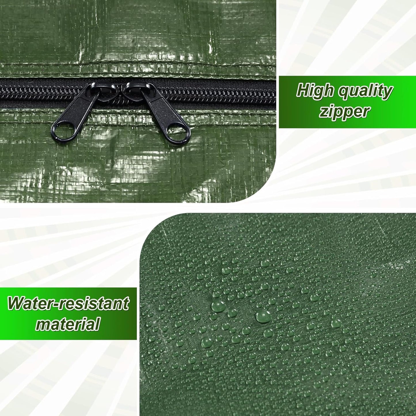 Windyun 4 Pack Extra Large 98 Gallon Heavy Duty Moving Bags - Jumbo Tote with Strong Zipper Handles | Army Green