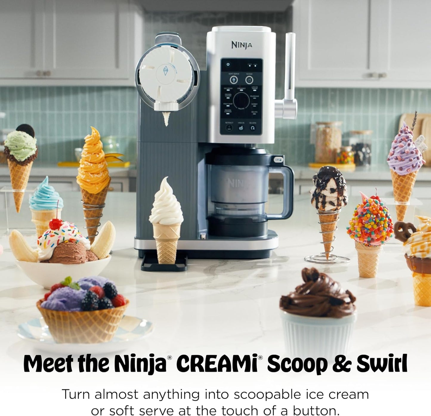 Ninja CREAMi Ice Cream Maker - 13-in-1 Soft Serve & Sorbet Machine with 2 Pints & Handle