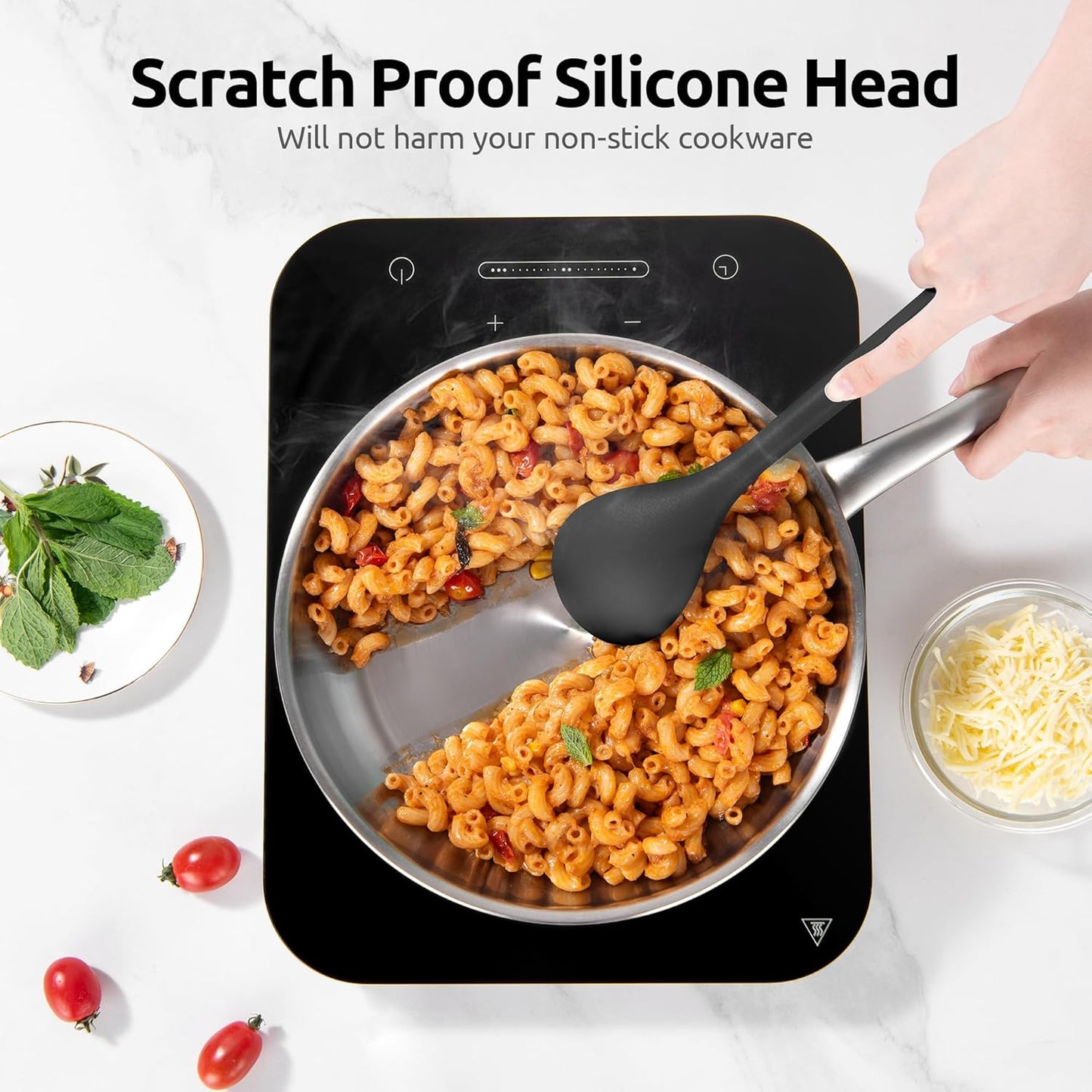 U-Taste Silicone Kitchen Utensil Set - High Heat Resistant, BPA Free, Non-Stick Cooking Tools (5 Pieces, Black)