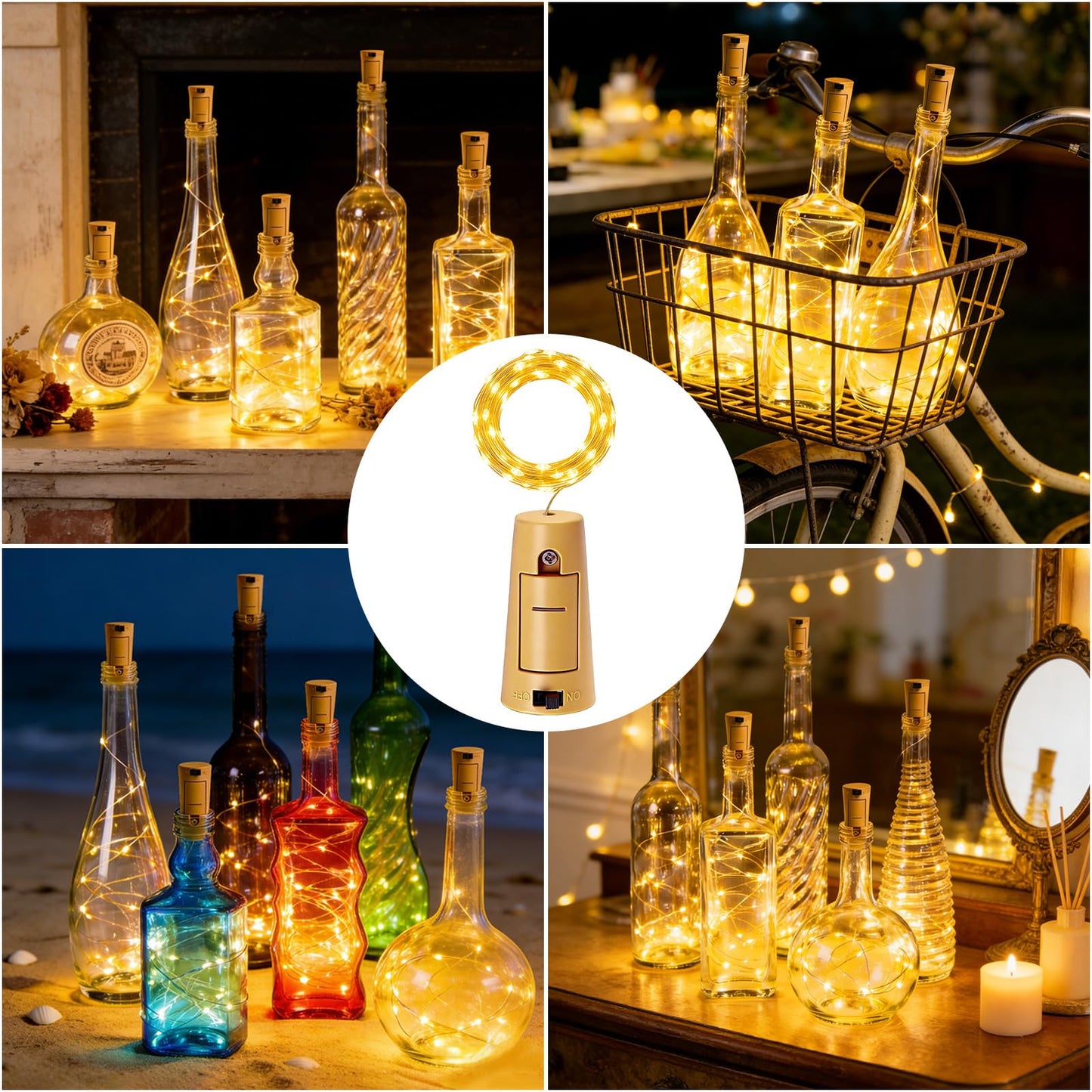 VOOKRY Wine Bottle Lights with Cork, 20 LED 8 Pack Battery Operated Cork Fairy String Lights Waterproof Mini Copper Wire Bottle Lights for Jar DIY, Party Wedding Gifts, Bar Decoration, Warm White