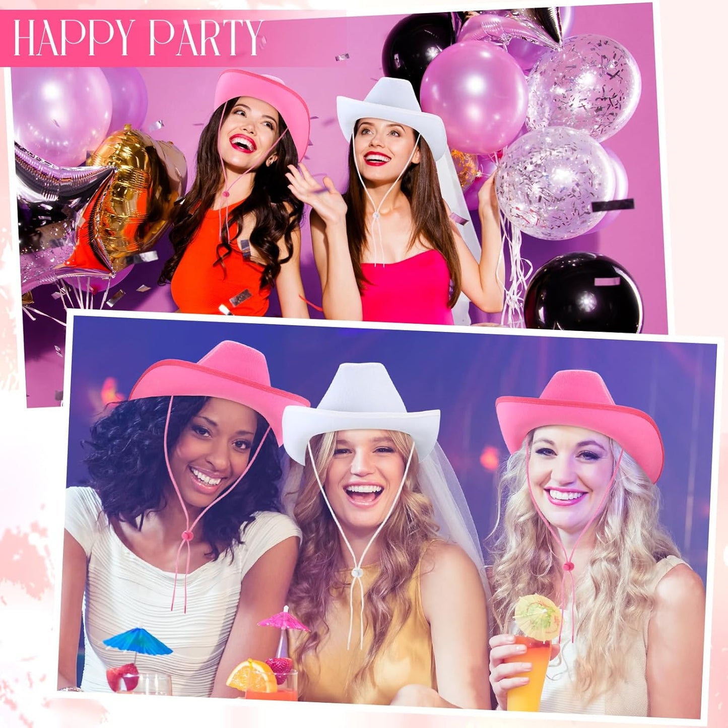 Unittype 12 Pcs Women Cowgirl Cowboy Hats Bachelorette Cowboy Hats for Bridal Shower Wedding Engagement Halloween Cosplay