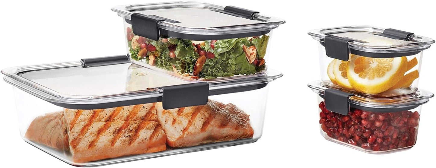Rubbermaid Brilliance Food Storage Containers - Leak-Proof & Airtight Lids | 10-Piece Set