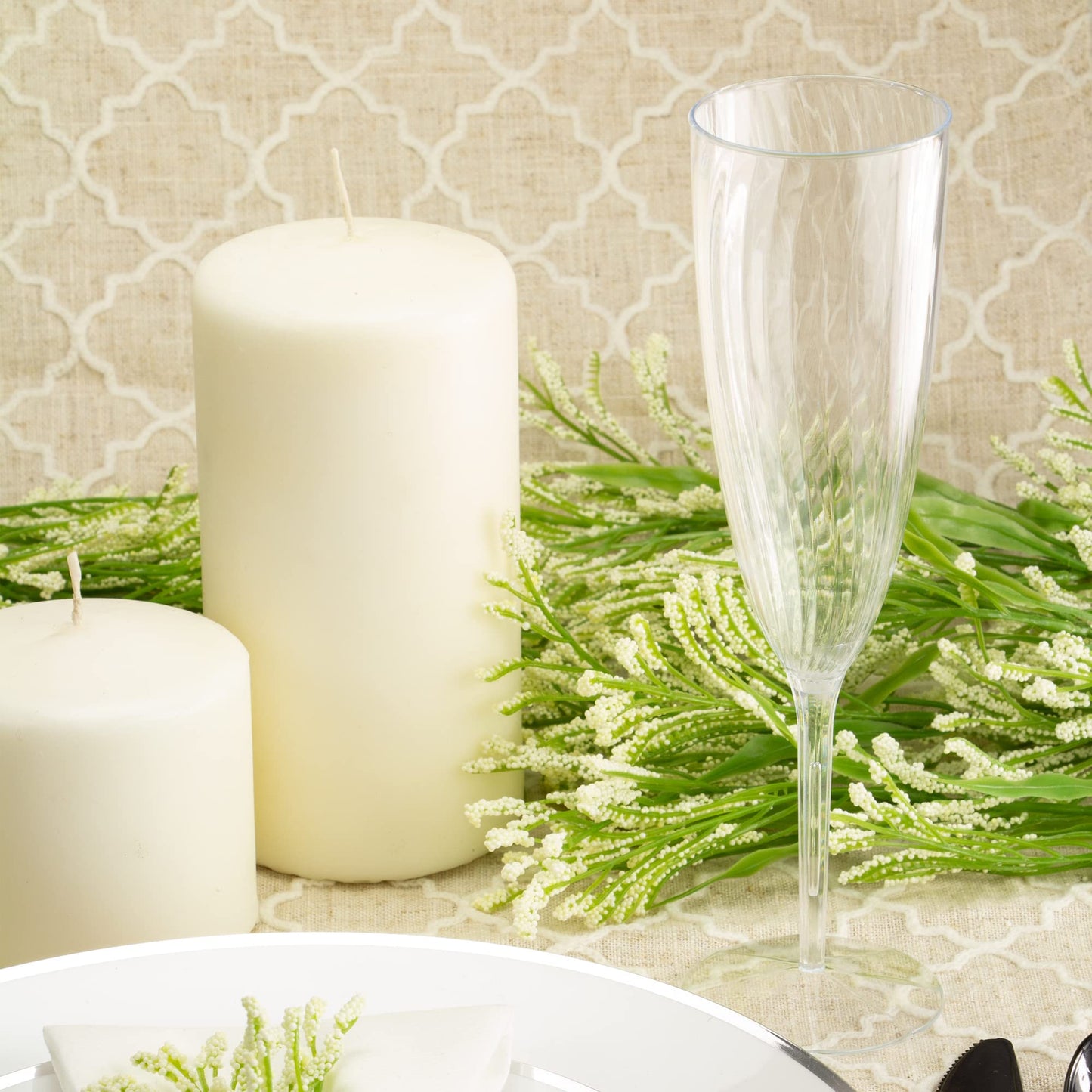 Lillian Tablesettings Premium Champagne Flutes 6 oz. Clear Hard Plastic 1-Piece Disposable Glasses - 48 Count