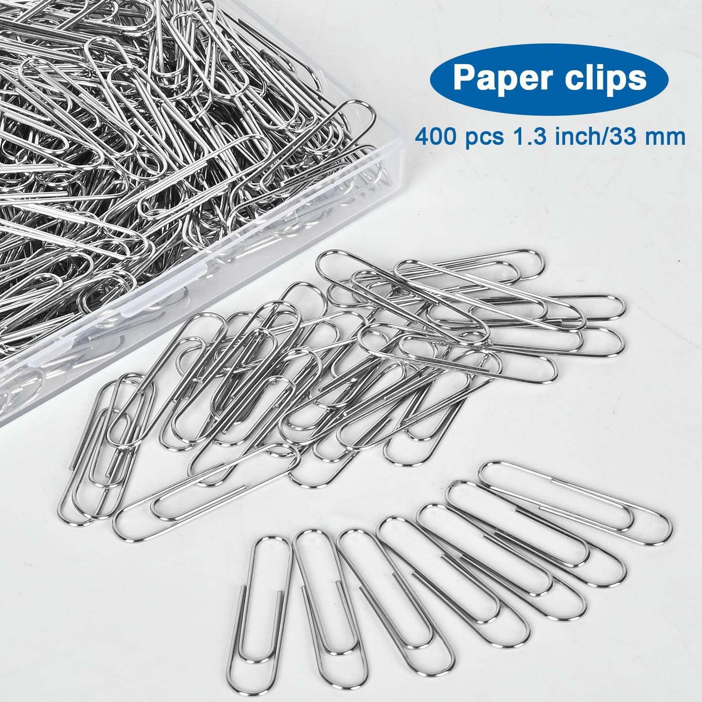Krvyrn 400 Pcs Medium Paper Clips,1.3 inch Smooth Paperclips Metal Paper Clip for Office, School and Teacher Supplies