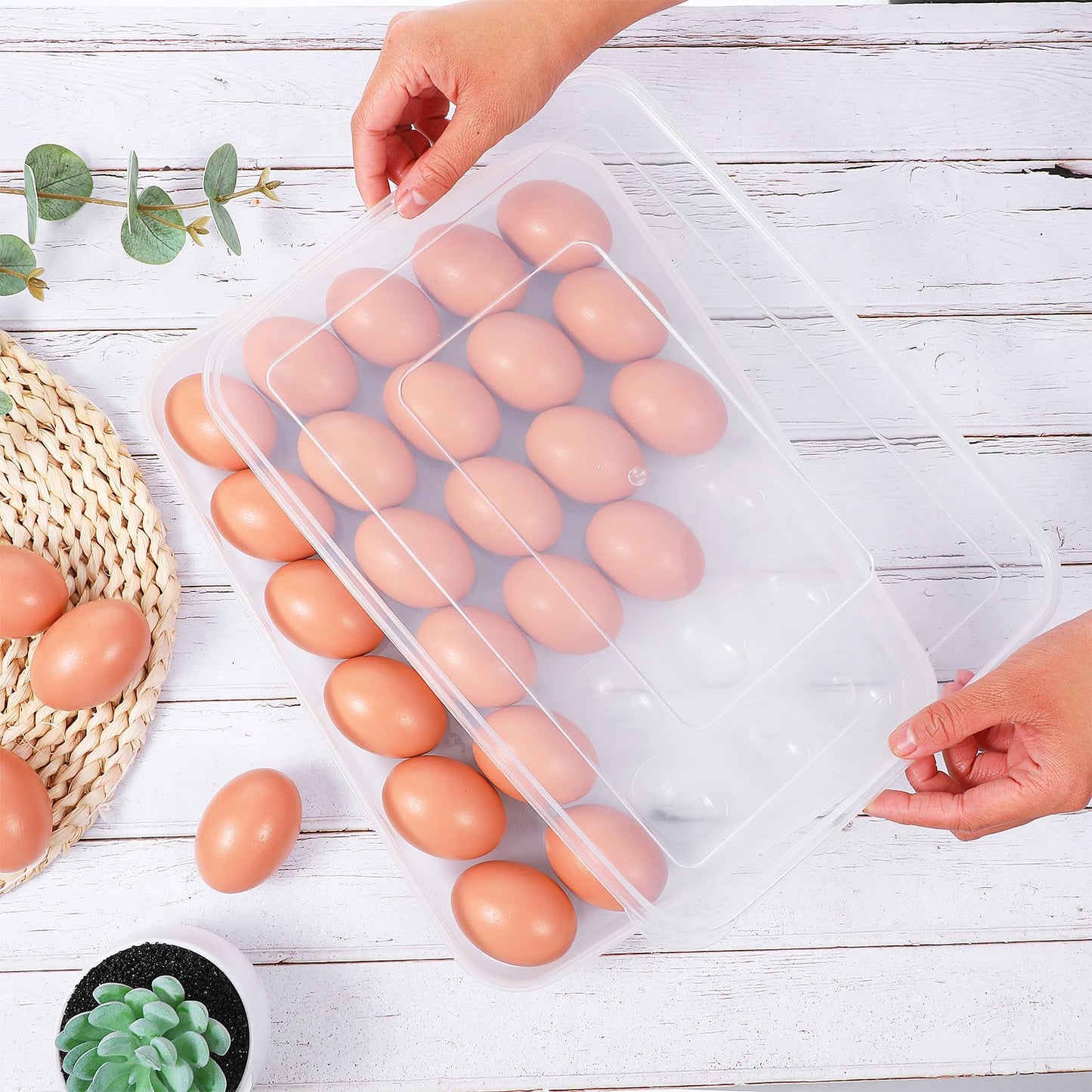 3 Pack Deviled Egg Containers with Lid - Stackable Egg Trays for Deviled Eggs, 90 Slots Plastic Eggs Holder for Refrigerator, Party, Travel (13.58 x 10.23 x 1.96 inches, Clear, BPA-Free)