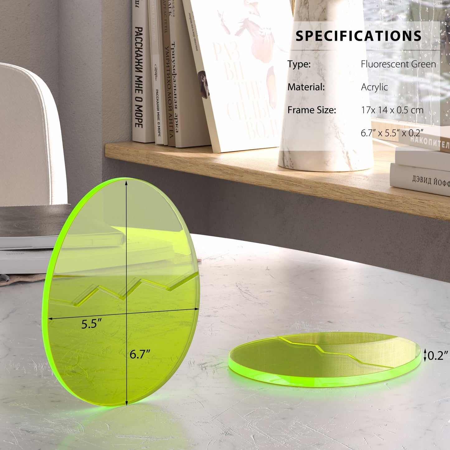 Acrylic Coaster Decorative Plates,Office Desk Accessories, Clear Dinosaur Egg Shape Coffee Cup Decor, Perfect for Tabletop Protection and Display.