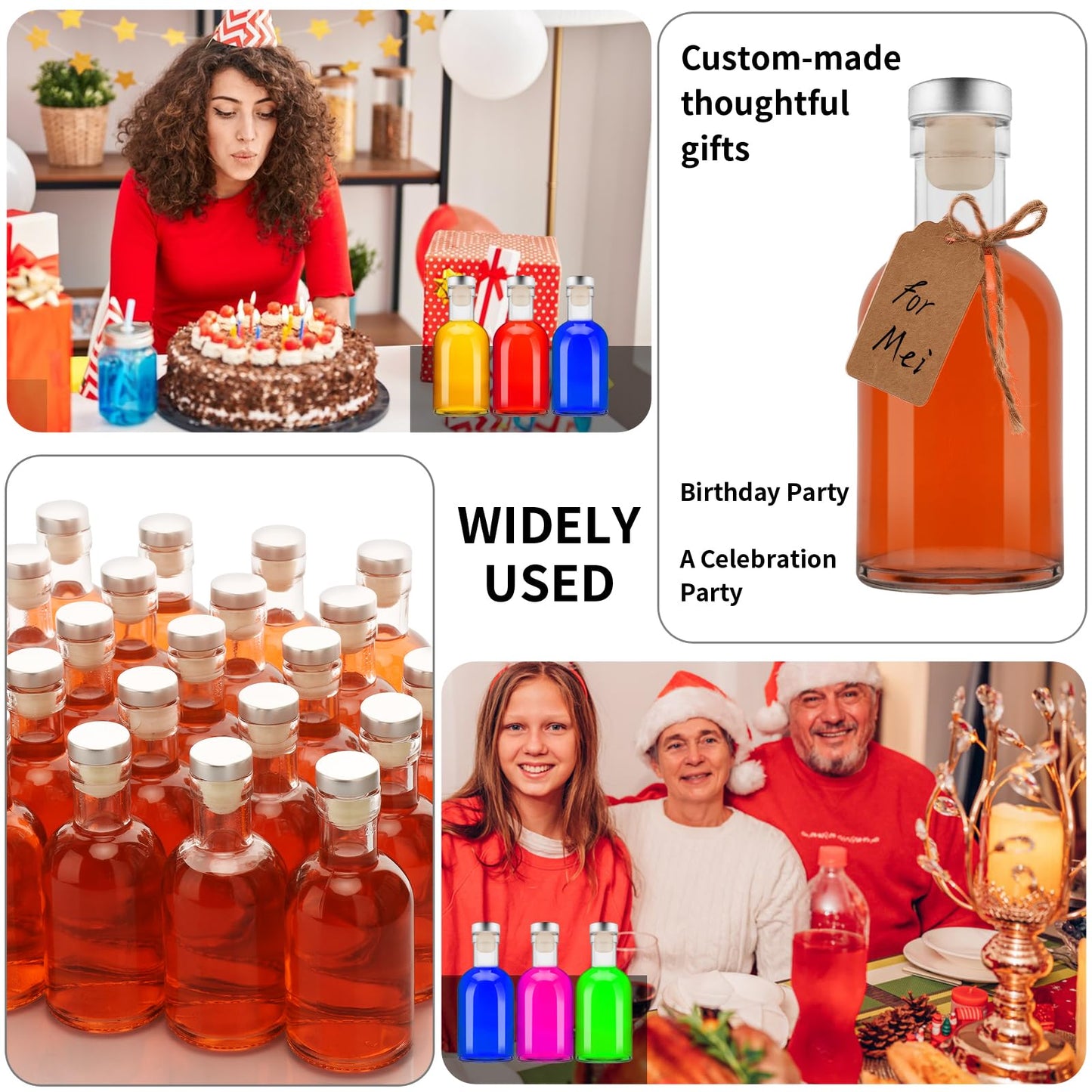 eispap 25 Pcs 3.5OZ Mini Glass Liquor Bottles with Lids Small Glass Wine Bottle Reusable Empty Alcohol Bottles with Aluminum Silver Cap for Christmas Birthday Weddings (100ML 3.5OZ 25PC)