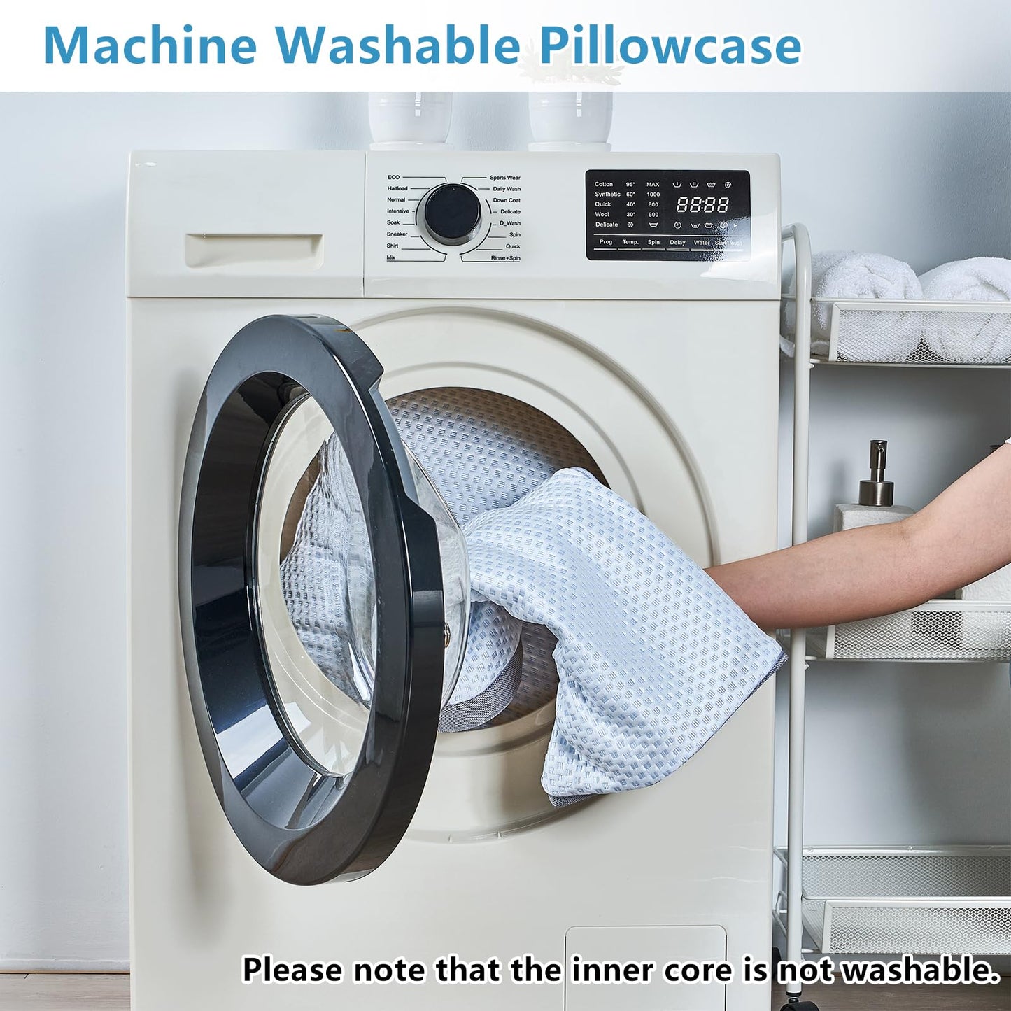 YOUR MOON Shredded Memory Foam Pillow for Sleeping Cooling Bed Pillows Queen Size Set of 2, Medium Firm Pillow 2 Pack Queen, Adjustable Loft Cooling Pillow for Hot Sleepers(Blue)