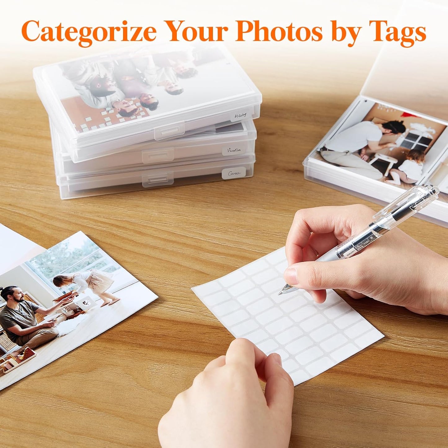 Lifewit Photo Storage Box - 18 Clear Organizers with Lids & Labels | 4x6 Size for Photos & Crafts