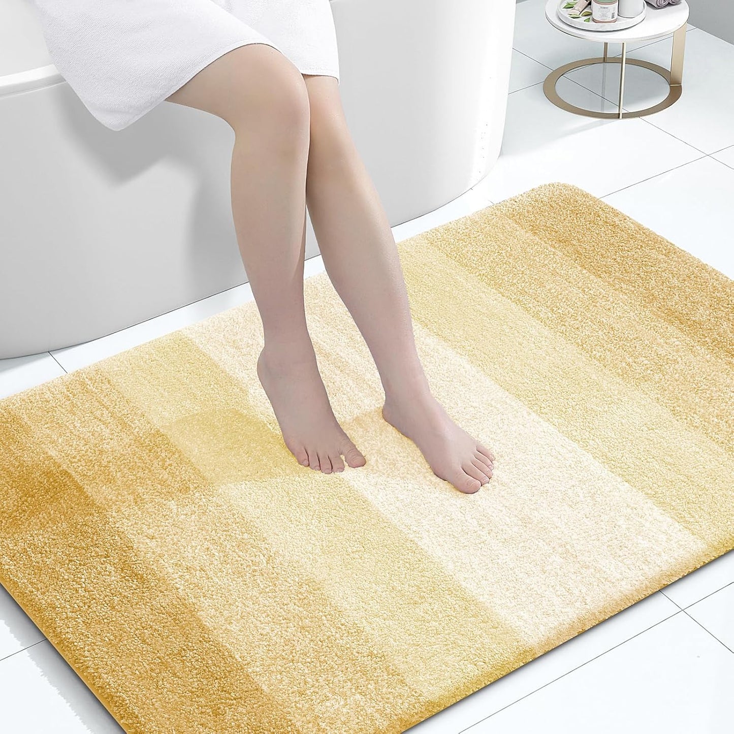 OLANLY Large Bathroom Rug Mat - Extra Soft Microfiber, Quick Dry & Washable | 44x32, Light Yellow
