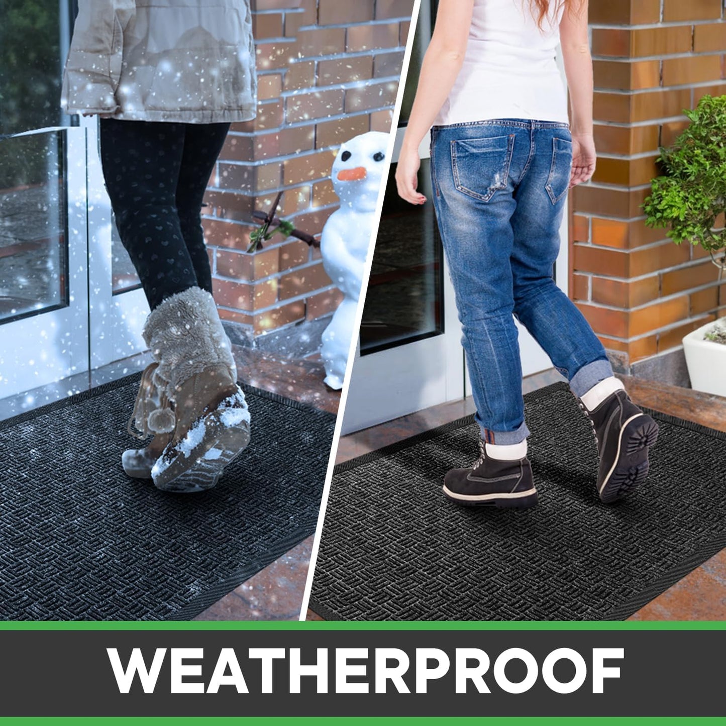 Mibao Heavy-Duty Welcome Mat - Durable Waterproof Dirt Trapper for Entryway | 29.5" x 17", Grey