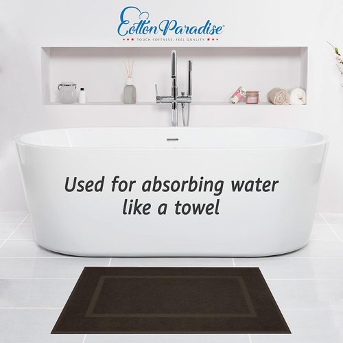 Cotton Paradise 100% Cotton Bath Mats - Soft, Absorbent, Quick-Dry | Set of 2, 20x34, Brown