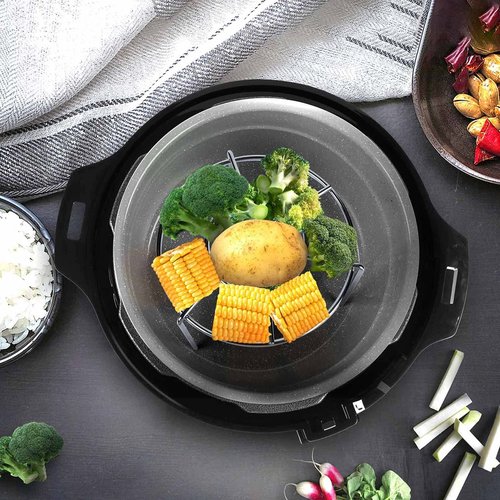 HULISEN Steam Rack, 2-4/5" and 2" Tall Trivet for Instant Pot 3 Qt and 6 Qt, Heavy Duty 18/8 Stainless Steel Steamer Rack Fit Pressure Cooker (6.3" Round - 2Pcs)