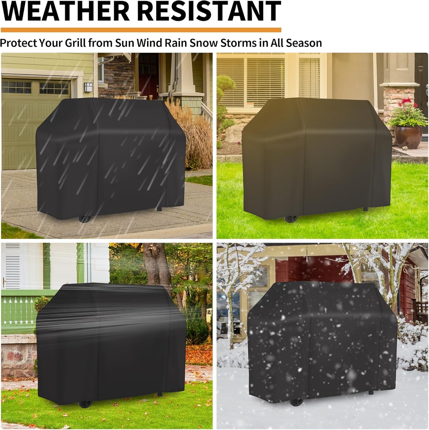 NEXCOVER BBQ Grill Cover - 55 Inch Waterproof & Fade Resistant | Fits Weber, Brinkmann, Nexgrill - Black