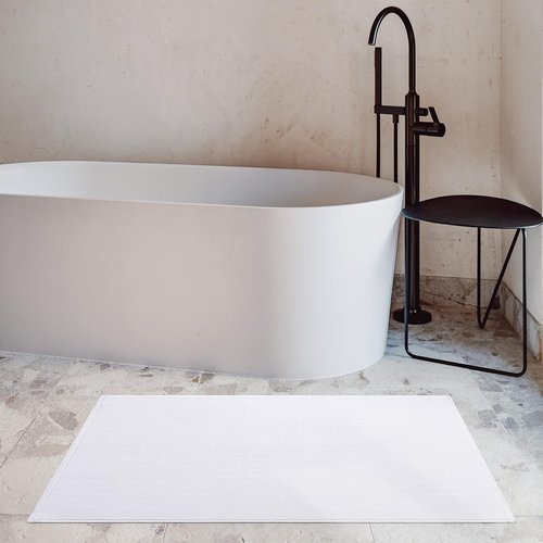 Cotton Paradise 100% Cotton Bath Mat - Non-Slip, Soft, Absorbent & Quick Dry | 17x24 Inch, White