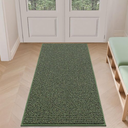 BEQHAUSE Dirt Trapper Door Mat - Non-Slip, Washable, Absorbent Entrance Mat | 24" x 60", Green
