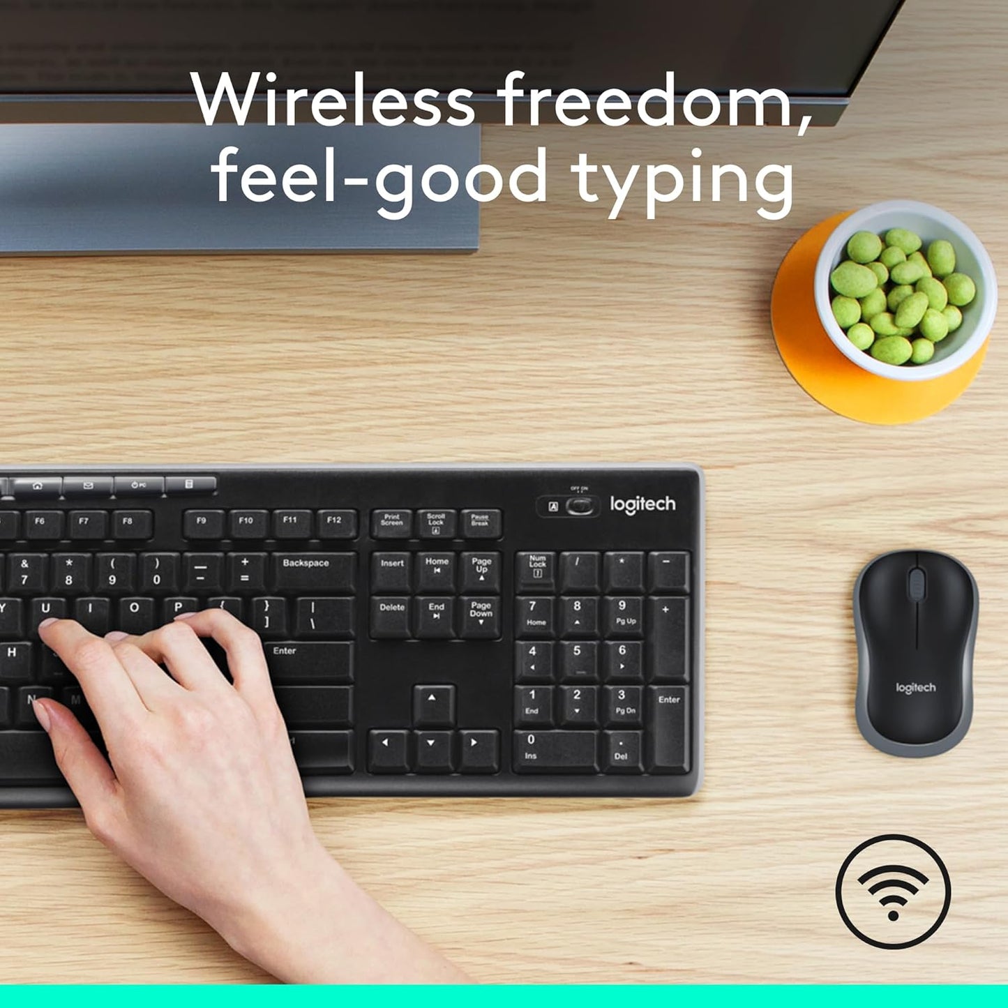 Logitech MK270 Wireless Keyboard & Mouse Combo - Compact Design, 2.4 GHz, 8 Multimedia Keys, Black