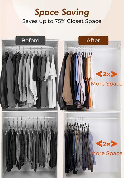 HOUSE DAY Black Velvet Hangers - 50 Pack Non-Slip Felt Closet Essentials | Space-Saving & Gentle on Clothes
