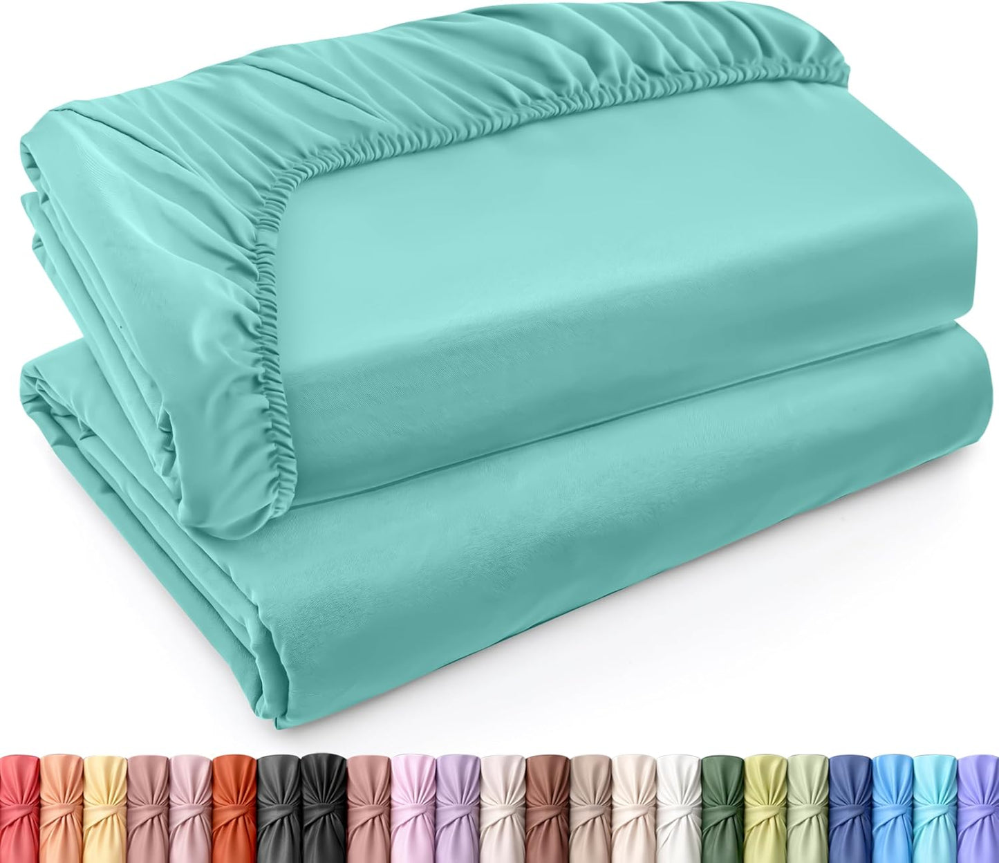 Utopia Bedding Twin XL Fitted Sheets - Soft Brushed Microfiber - Deep Pockets, Spa Blue - Bulk Pack of 2