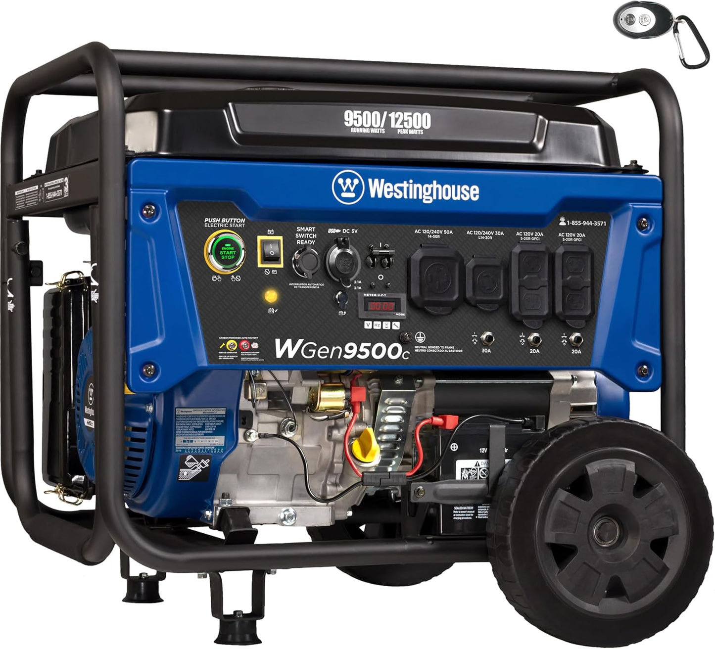 Westinghouse 12500 Peak Watt Portable Generator - Remote Start, Auto Choke, CO Sensor, Gas Powered