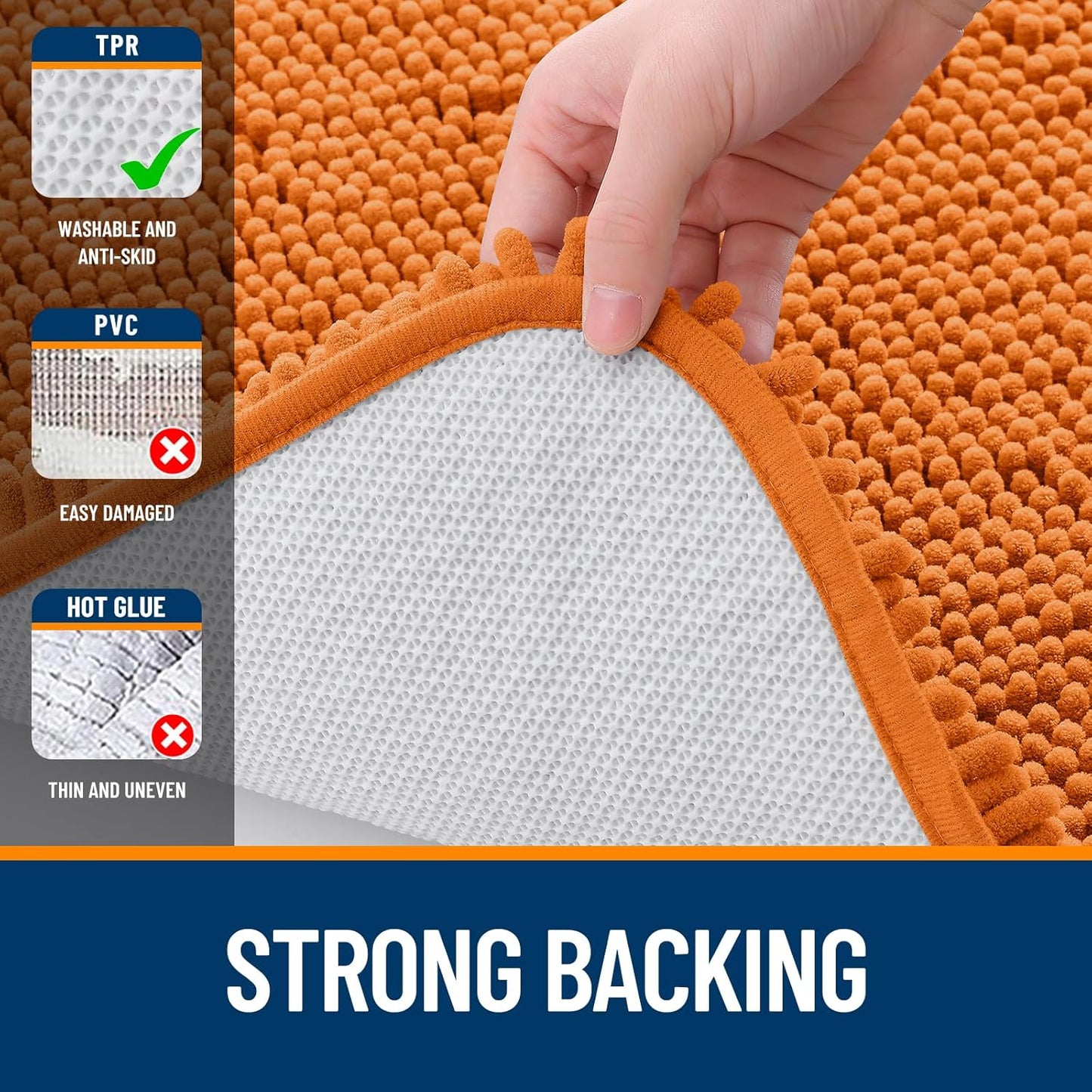OLANLY Small Bathroom Rugs - Extra Soft Chenille Bath Mats | Quick Dry, Machine Washable, 24x16, Clay