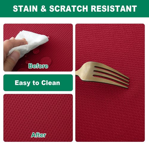 Biscaynebay Textured Fabric Christmas Rectangle Table Cloth 90x156 Inch, Red Water Resistant Tablecloths for Dining, Kitchen, Wedding and Parties, Machine Washable