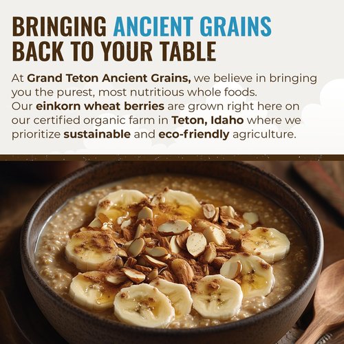 Grand Teton Ancient Grains - 100% Organic Einkorn Berries, Premium Food-Grade Farro Piccolo, For Milling into Flour, Baking, Pilafs, & Soups, 5 lbs
