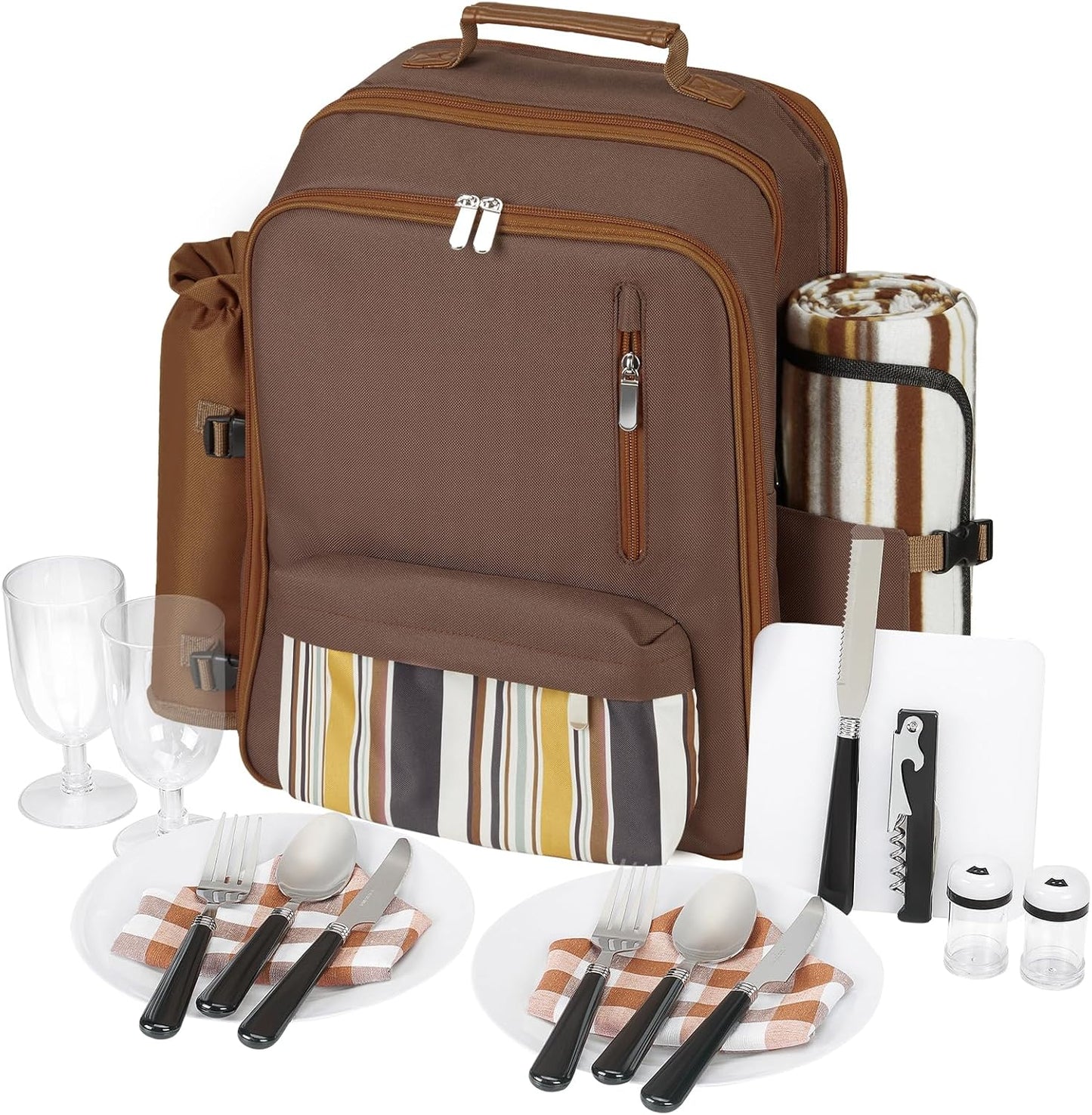 Couple Gifts 22L Picnic Basket Set, Grey Insulated Picnic Backpack for 2, Leak Proof Cooler Camping Gifts, Cool Bridal Shower Gifts Anniversary Engagement Wedding Gifts for Couples, Mr and Mrs Gifts