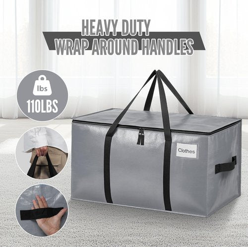 BAGAIL Heavy Duty Moving Bags with Strong Handle, Extra Large Moving Boxes, Storage Tote for Clothes, College Moving Supplies(Grey, 16 Pack)