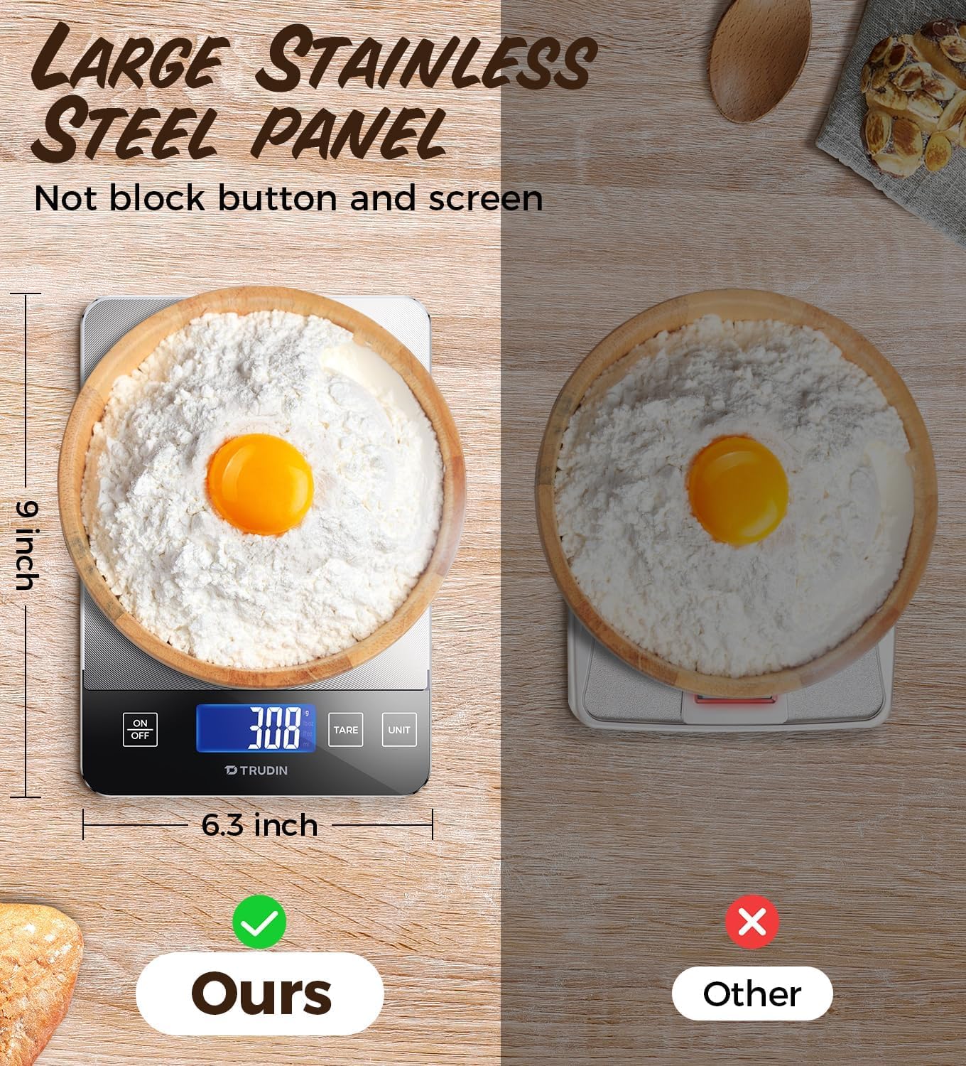 NASA-Grade 33lb Digital Food Scale - Precise Measurement in Grams & Ounces | Waterproof Glass & Steel Platform