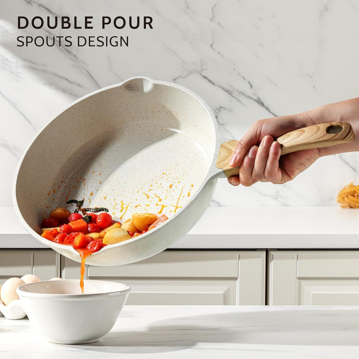 SENSARTE 12-Inch Nonstick Ceramic Saute Pan - Healthy PFAS-Free Skillet with Lid & Stay Cool Handle