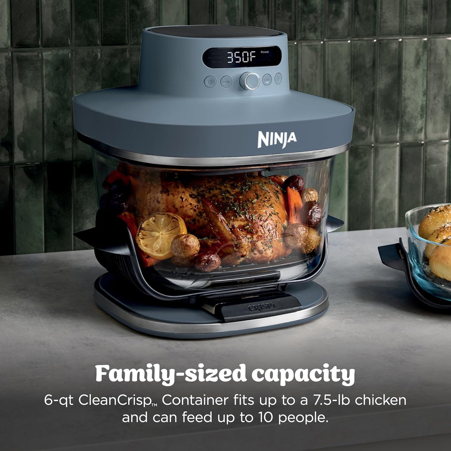 Ninja Crispi Pro 6-in-1 Glass Air Fryer - Nontoxic 6qt & 2.5qt Containers | Max Crisp, Bake, Roast, Dehydrate