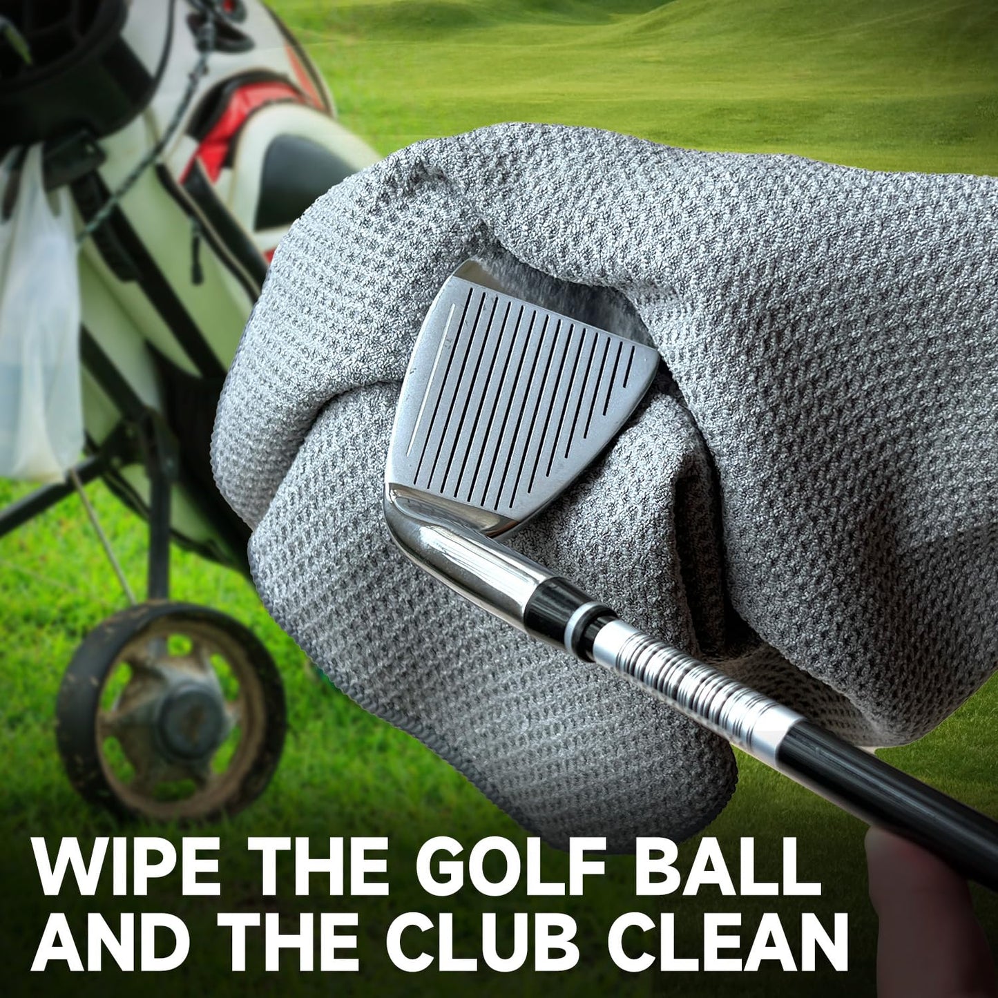 Solvora 3 Pack Golf Towels - 16"x24" Tri-Fold Waffle Microfiber Golf Towel for Golf Bag/Golf Cart, Heavy-Duty Carabiner & Ultra Absorbent Fabric to Wipe Sand, Mud & Sweat (Black/Grey/Red)