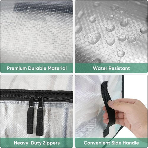 BALEINE 6-Pack Heavy-Duty Moving Bags - Oversized Storage Totes with Reinforced Handles (Clear)