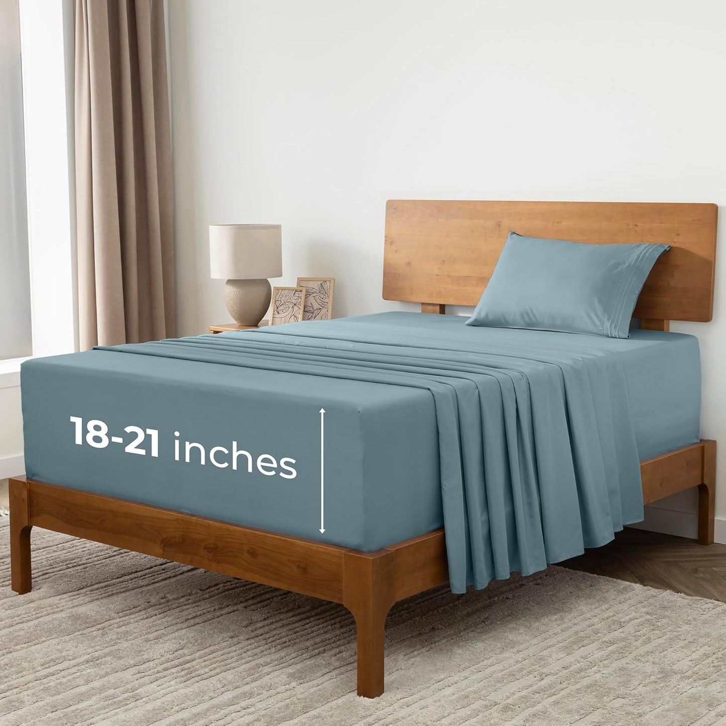 Mellanni Extra Deep Twin XL Sheets - Hotel Luxury, Ultra Soft Cooling Bedding | 3 PC Set in Spa Blue