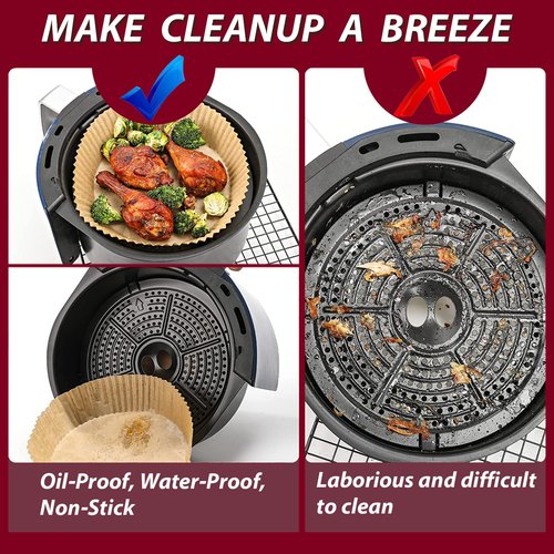 Air Fryer Liners for Ninja, 4qt Airfryer Liners Round for Ninja AF101/ AF150AMZ / AF161 Max XL Air Fryer, Air Fryer Paper Liners for 4-8QT Basket, Non-stick Air Fryer Parchment Paper Liners, 225PCS