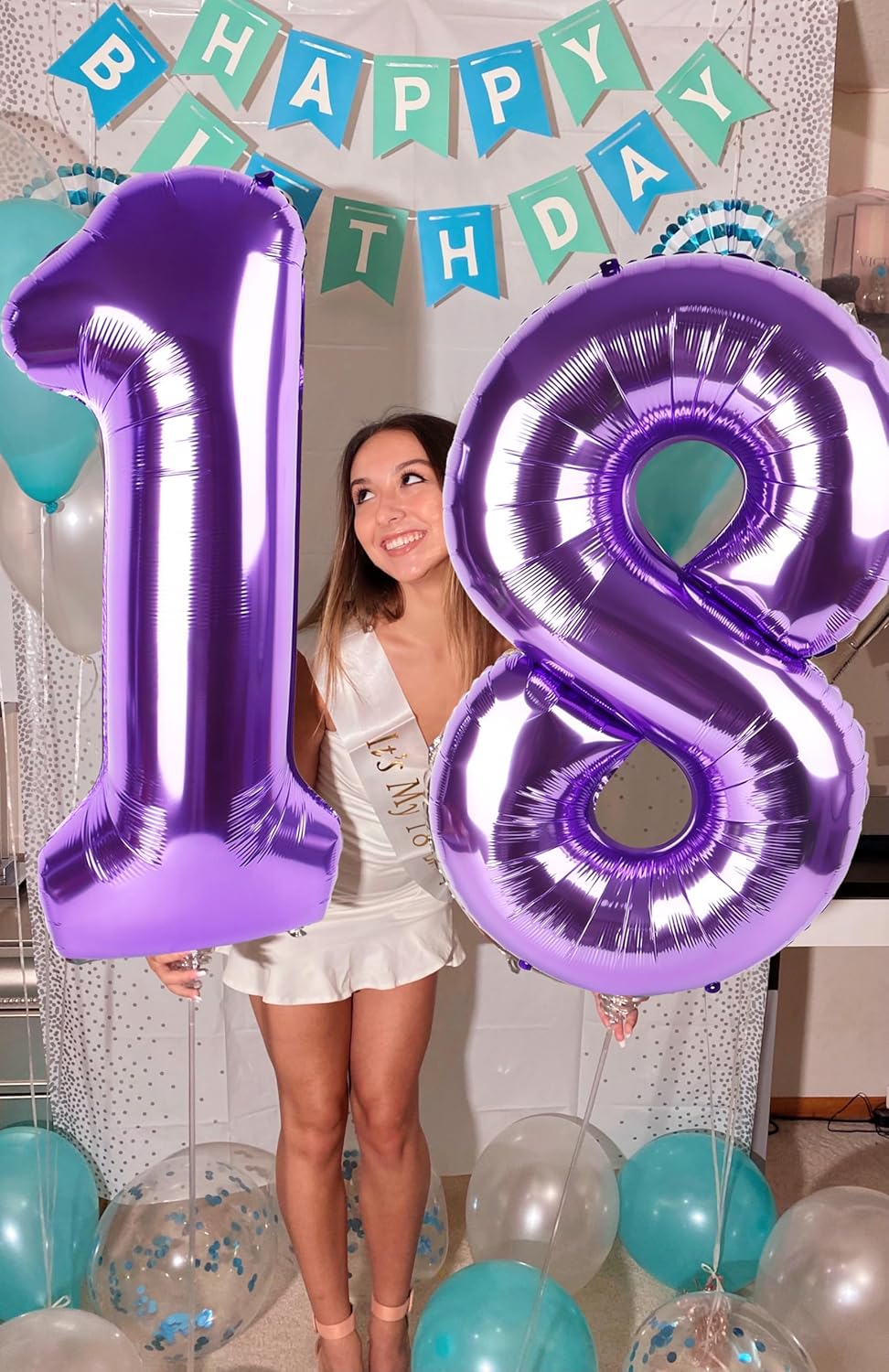 Numbers 40-Inch Balloon | Purple Number 19 Foil Balloons for Birthday Celebrations & Events