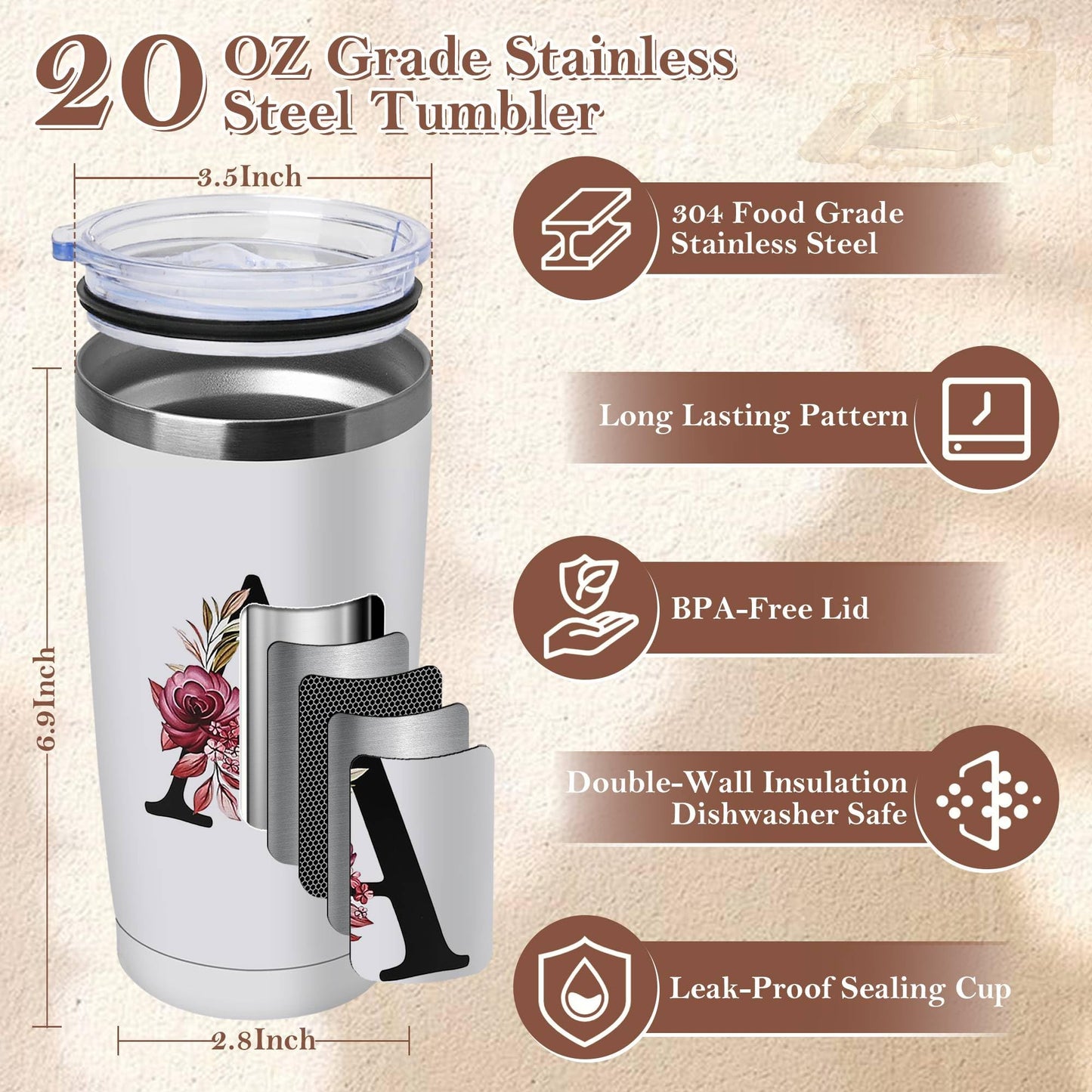 20 Oz Insulated Coffee Cup with Lid Car Tumbler Travel Mug Women Teacher Christmas Music Dance Science Gifts Daycare Special Education Need English History Sunday School Spanish Autism Reading Gym