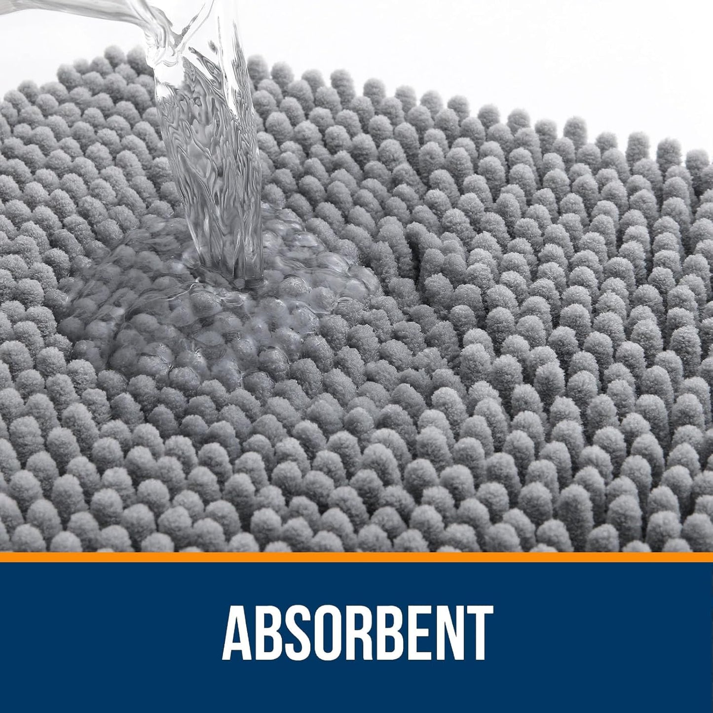 OLANLY Bathroom Rugs - Extra Soft Chenille Bath Mats | Quick Dry, Machine Washable, 30x20, Grey