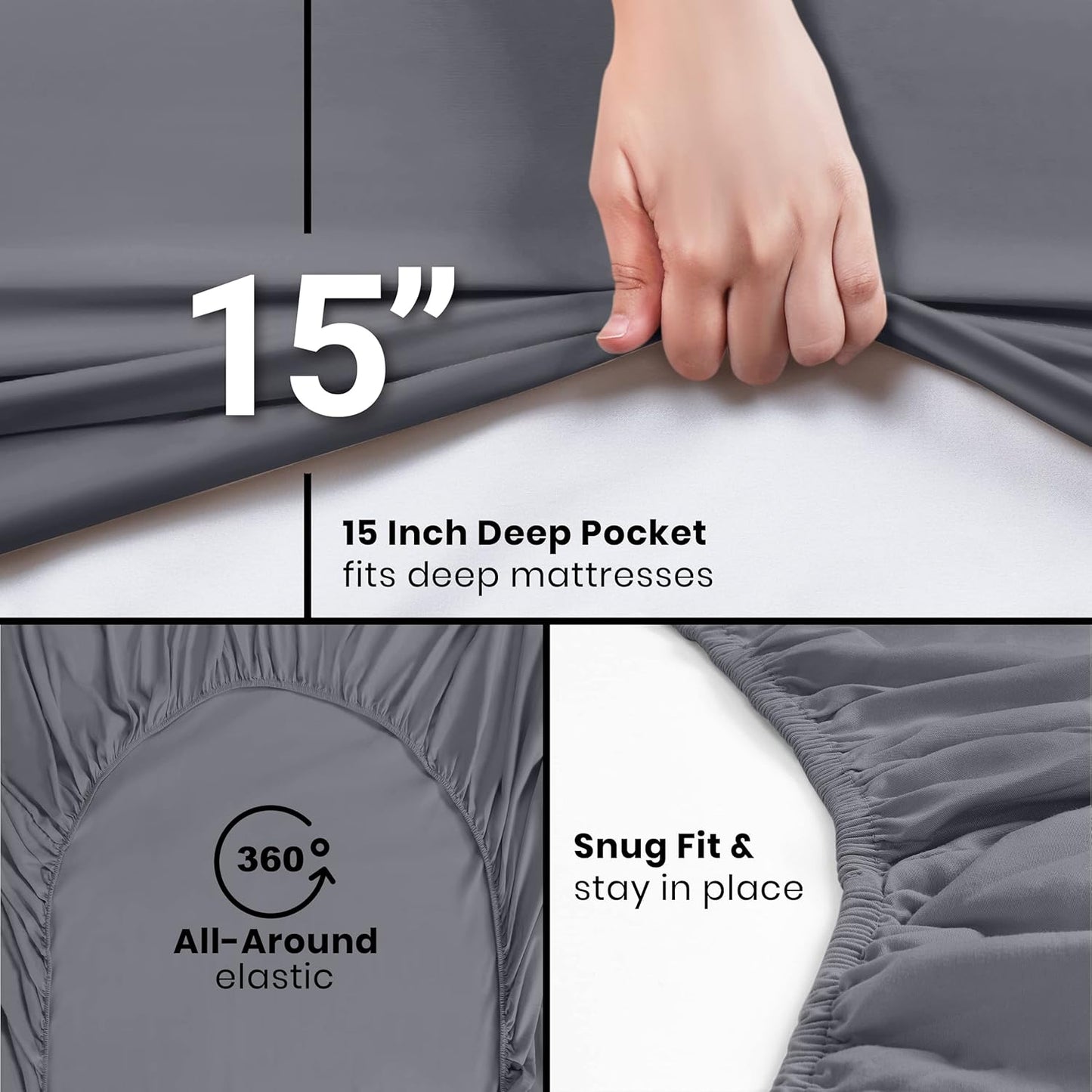 Utopia Bedding Queen Fitted Sheets - Soft Brushed Microfiber - Deep Pockets - Bulk Pack of 6 (Grey)
