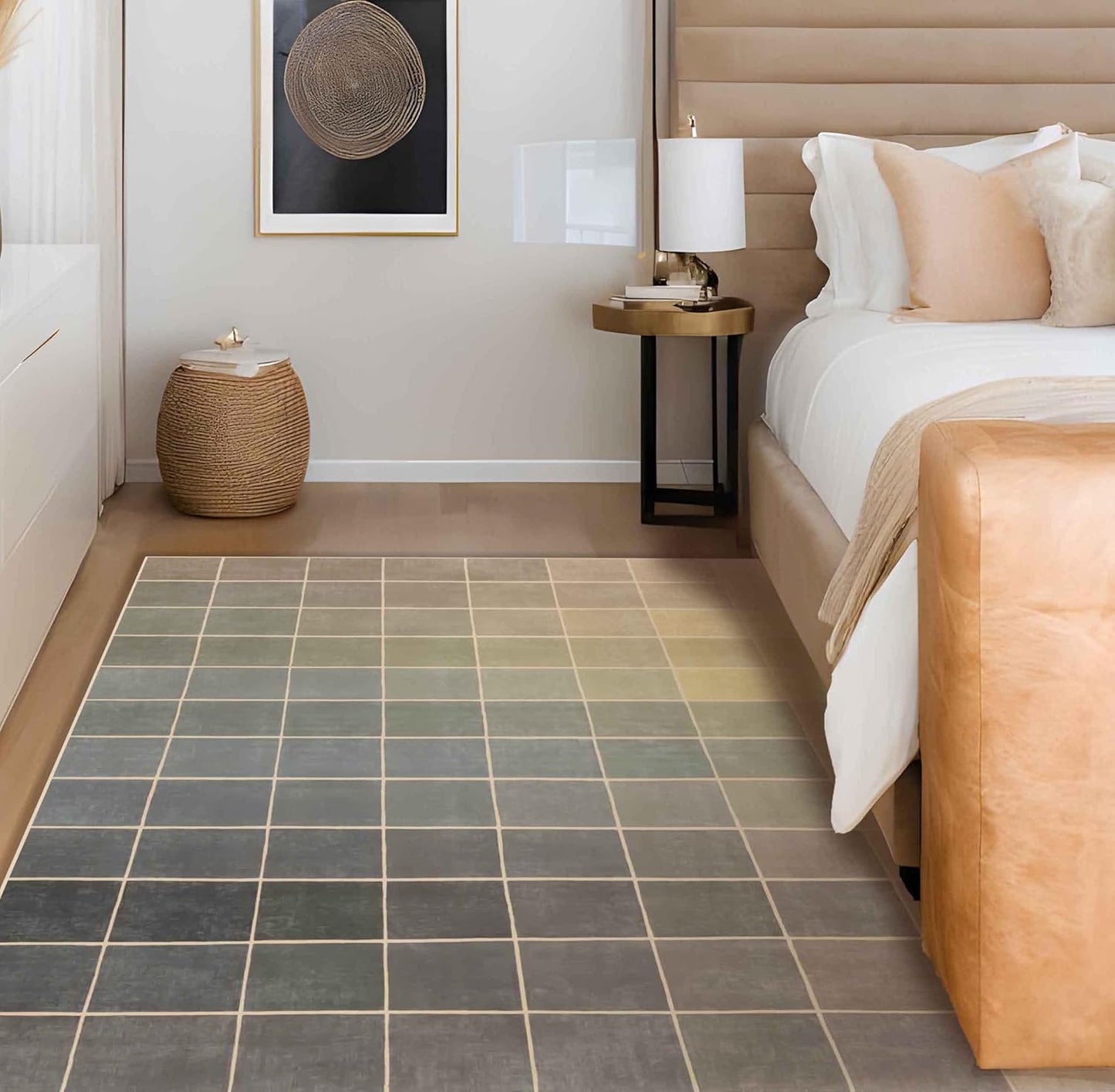 Washable Modern Office Rug by [Brand Name] - Non-Slip, Stain-Resistant 5x7 Gray & Beige Design