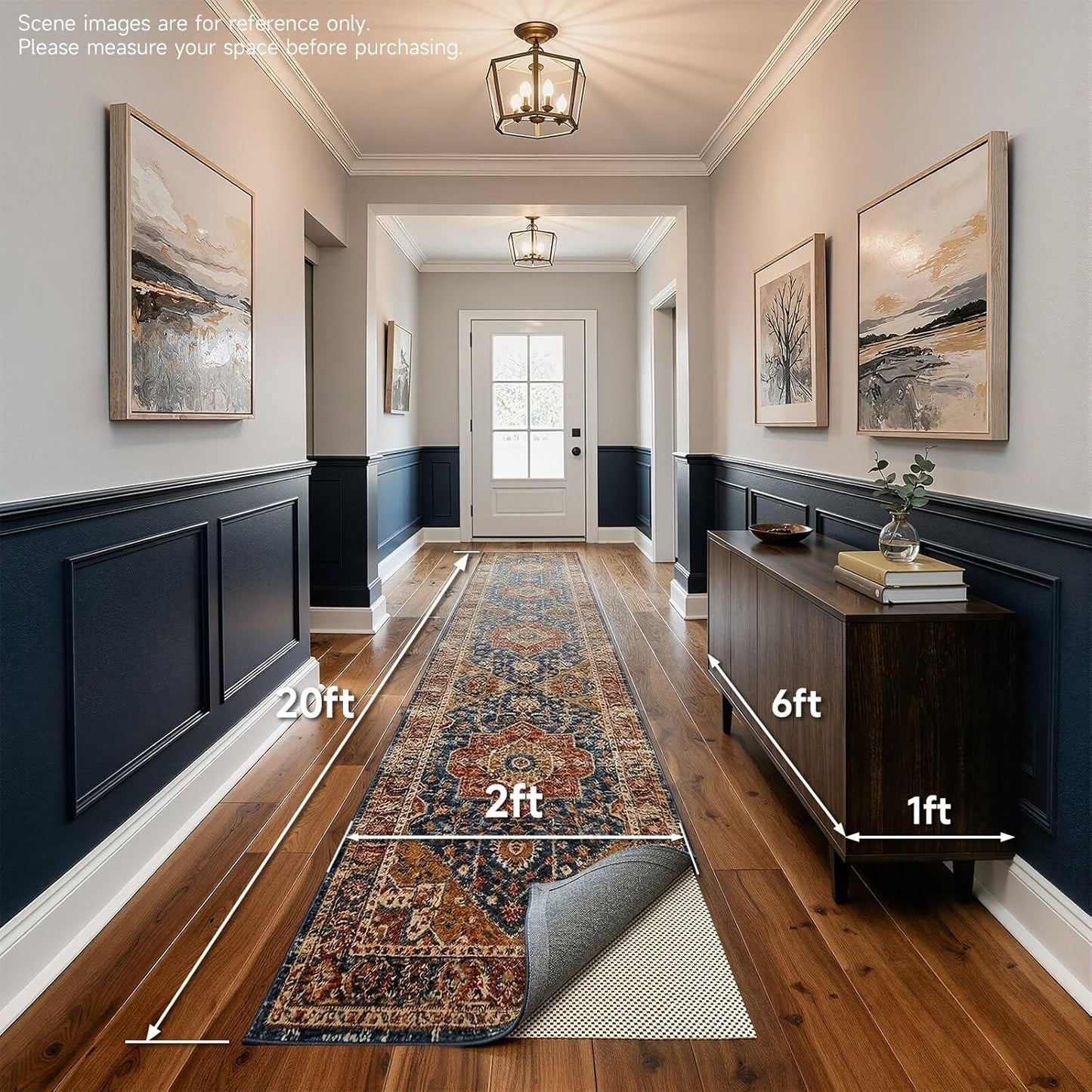 Veken Non-Slip Runner Rug Pad - Thick Gripper for Hardwood & Tile Floors | 2x20 Ft Anti-Skid Mat
