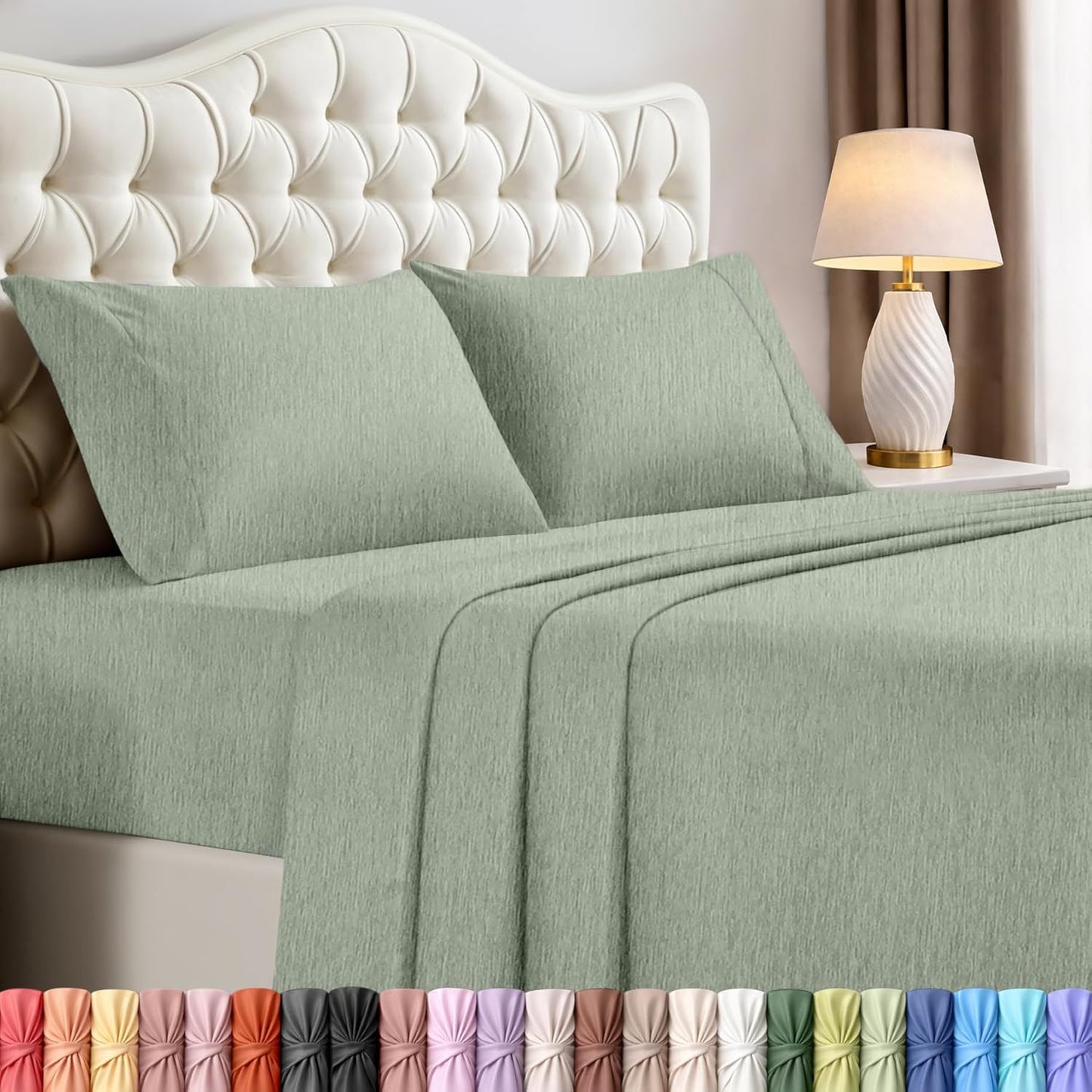 Utopia Bedding Queen Size Sheet Set - Soft, Breathable Microfiber, 4-Piece in Heather Sage