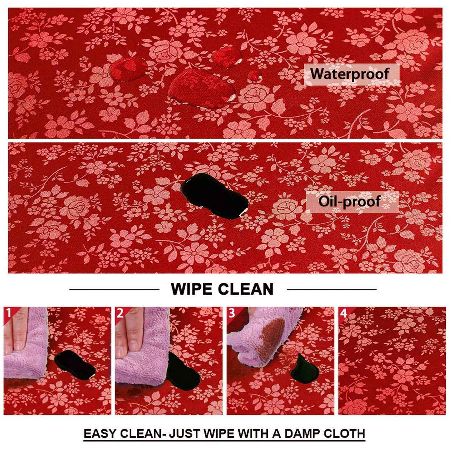 Smiry Rectangle Table Cloth, Waterproof Heavy Duty Vinyl Tablecloths, Wipeable Washable Table Cover for Kitchen and Dining Room (Red, 54" X 108")