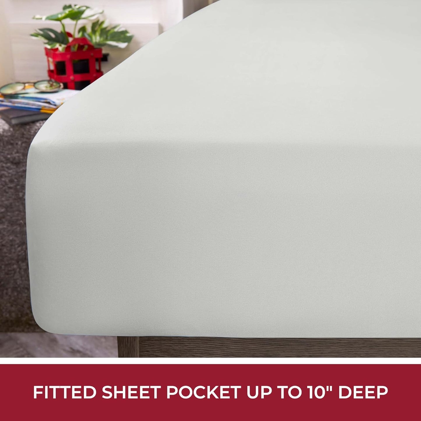 Mellanni RV Short Queen Sheets - Hotel Luxury Bedding Set | Extra Soft, Cooling, Deep Pocket - Light Gray, 4 PC