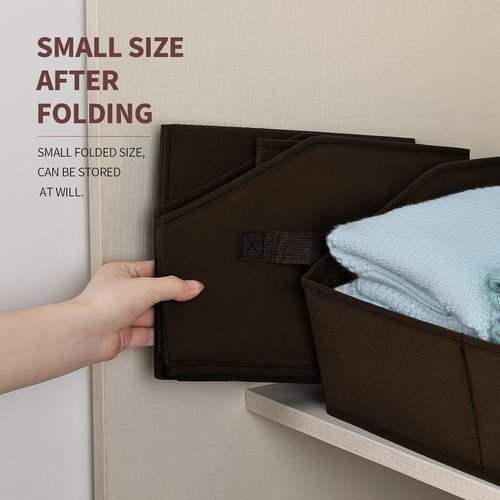 Homsorout Trapezoid Storage Bins - Large Fabric Organizing Baskets for Home & Closet | 6-Pack, Brown