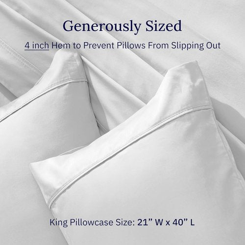 California Design Den King Pillowcases Set of 2 - 400 Thread Count Soft Natural Cotton in Silver