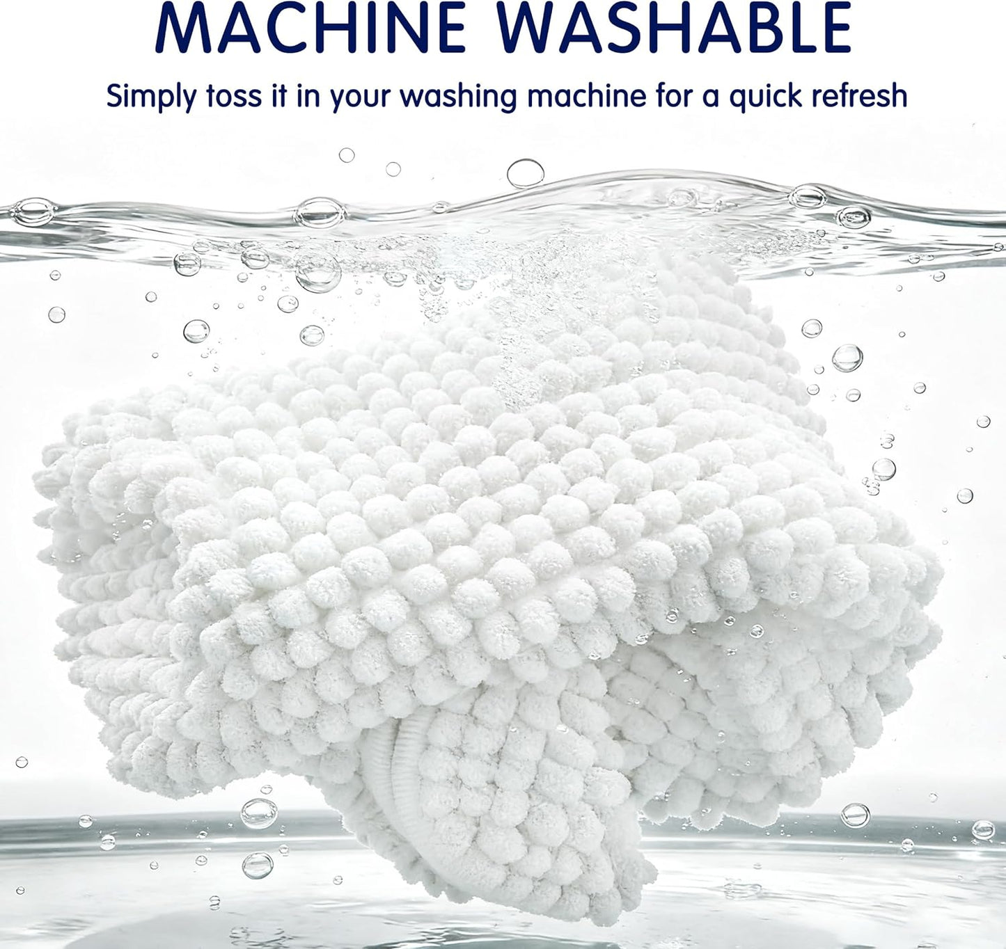 Subrtex Chenille Bath Rug - Soft, Water Absorbent Shower Mat | Quick Dry, Machine Washable (White, 16" x 24")