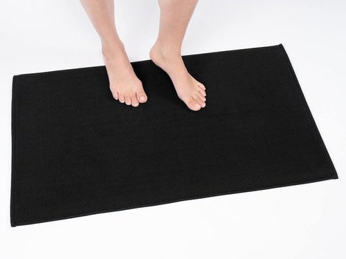 Cotton Paradise 100% Cotton Bath Mat - Non-Slip, Soft & Absorbent | 20x34 Inch, Quick Dry, Black